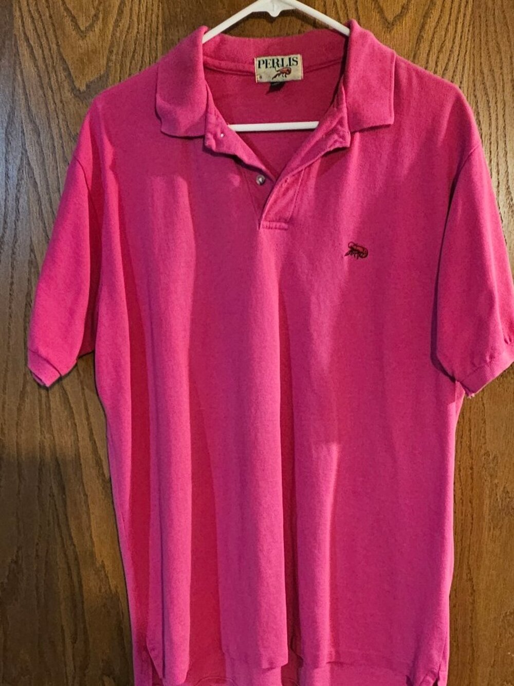 Perlis Mens XL 100% Combed Cotton Pink Polo Short Sleeve Crawfish Shirt